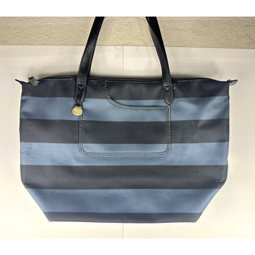 Radley London Blue Black Striped Pocket Essentials Large Zip-Top Tote Bag